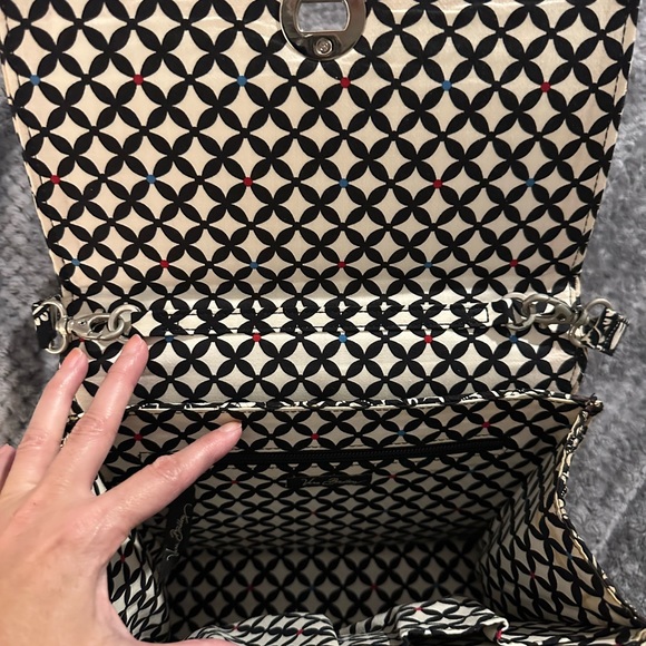 Vera Bradley shoulder bag. Like new! Black and white with red and blue accents. - Picture 3 of 3